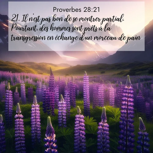Segond21 Proverbes  ; image nature: image avec le verset biblique :Il n&#039;est pas bon de se montrer partial. Pourtant, des hommes sont prêts à la transgression en échange d&#039;un morceau de pain. ;  ; 28:21