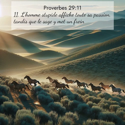 Segond21 Proverbes  ; image nature: image avec le verset biblique :L&#039;homme stupide affiche toute sa passion, tandis que le sage y met un frein. ;  ; 29:11