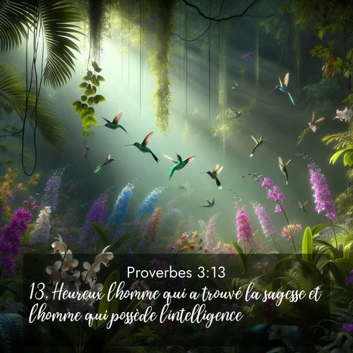Segond21 Proverbes  ; image nature: image avec le verset biblique :Heureux l&#039;homme qui a trouvé la sagesse et l&#039;homme qui possède l&#039;intelligence! ;  ; 3:13