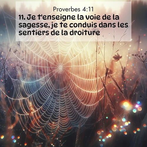 Segond21 Proverbes  ; image nature: image avec le verset biblique :Je t&#039;enseigne la voie de la sagesse, je te conduis dans les sentiers de la droiture. ;  ; 4:11