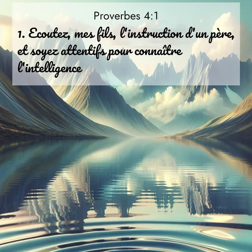 Segond21 Proverbes  ; image nature: image avec le verset biblique :Ecoutez, mes fils, l&#039;instruction d&#039;un père, et soyez attentifs pour connaître l&#039;intelligence, ;  ; 4:1