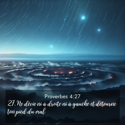 Segond21 Proverbes  ; image nature: image avec le verset biblique :Ne dévie ni à droite ni à gauche et détourne ton pied du mal. ;  ; 4:27
