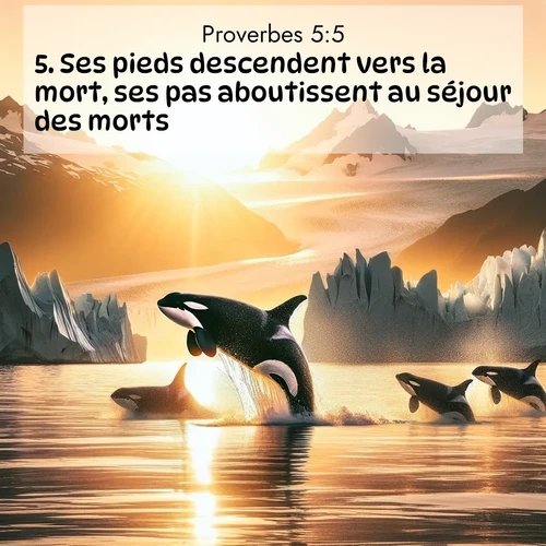 Segond21 Proverbes  ; image nature: image avec le verset biblique :Ses pieds descendent vers la mort, ses pas aboutissent au séjour des morts. ;  ; 5:5