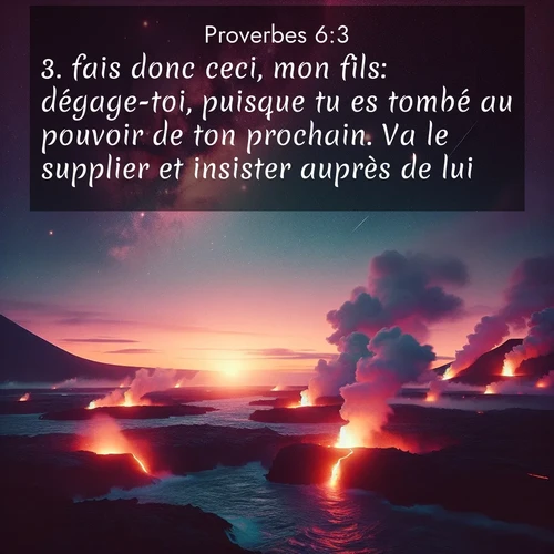 Segond21 Proverbes  ; image nature: image avec le verset biblique :fais donc ceci, mon fils: dégage-toi, puisque tu es tombé au pouvoir de ton prochain. Va le supplier et insister auprès de lui, ;  ; 6:3