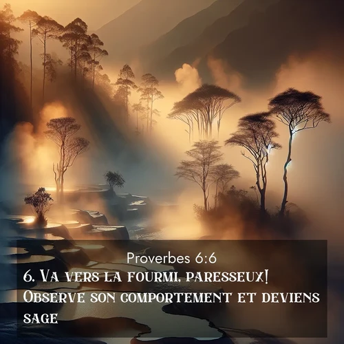 Segond21 Proverbes  ; image nature: image avec le verset biblique :Va vers la fourmi, paresseux! Observe son comportement et deviens sage: ;  ; 6:6