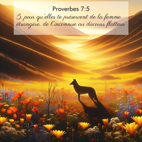 Segond21 Proverbes  ; image nature: image avec le verset biblique :pour qu&#039;elles te préservent de la femme étrangère, de l&#039;inconnue au discours flatteur. ;  ; 7:5