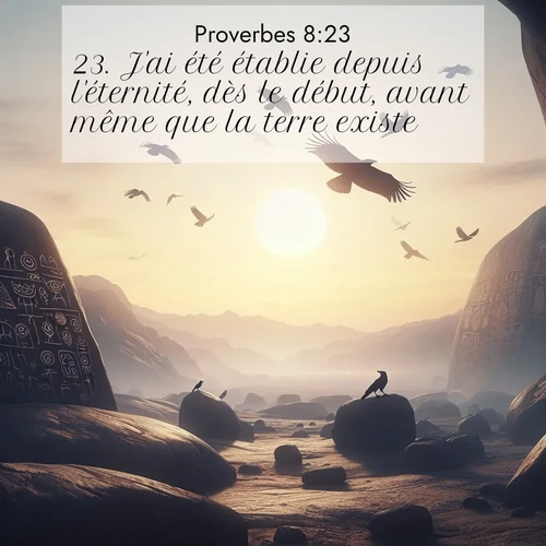 Segond21 Proverbes  ; image nature: image avec le verset biblique :J&#039;ai été établie depuis l&#039;éternité, dès le début, avant même que la terre existe. ;  ; 8:23