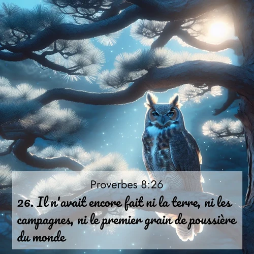 Segond21 Proverbes  ; image nature: image avec le verset biblique :Il n&#039;avait encore fait ni la terre, ni les campagnes, ni le premier grain de poussière du monde. ;  ; 8:26