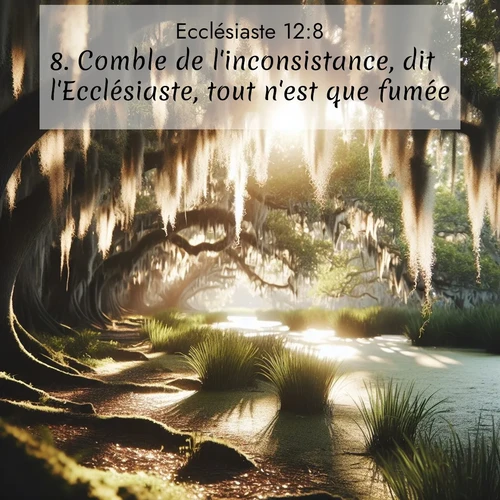 Segond21 Ecclésiaste  ; image nature: image avec le verset biblique :Comble de l&#039;inconsistance, dit l&#039;Ecclésiaste, tout n&#039;est que fumée! ;  ; 12:8
