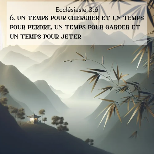 Segond21 Ecclésiaste  ; image nature: image avec le verset biblique :un temps pour chercher et un temps pour perdre, un temps pour garder et un temps pour jeter, ;  ; 3:6