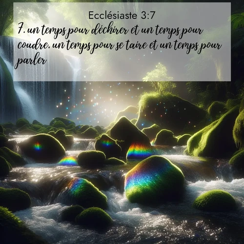 Segond21 Ecclésiaste  ; image nature: image avec le verset biblique :un temps pour déchirer et un temps pour coudre, un temps pour se taire et un temps pour parler, ;  ; 3:7