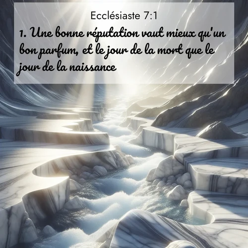 Segond21 Ecclésiaste  ; image nature: image avec le verset biblique :Une bonne réputation vaut mieux qu&#039;un bon parfum, et le jour de la mort que le jour de la naissance. ;  ; 7:1