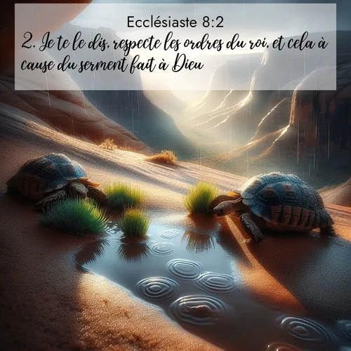 Segond21 Ecclésiaste  ; image nature: image avec le verset biblique :Je te le dis, respecte les ordres du roi, et cela à cause du serment fait à Dieu. ;  ; 8:2