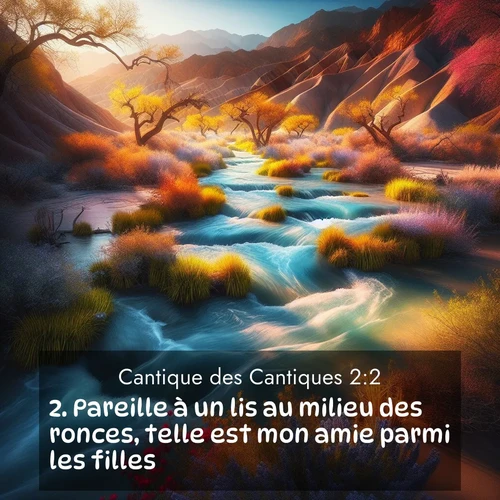 Segond21 Cantique des Cantiques  ; image nature: image avec le verset biblique :Pareille à un lis au milieu des ronces, telle est mon amie parmi les filles. ;  ; 2:2