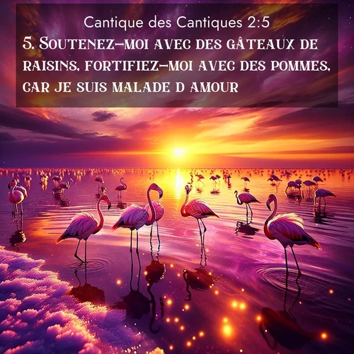 Segond21 Cantique des Cantiques  ; image nature: image avec le verset biblique :Soutenez-moi avec des gâteaux de raisins, fortifiez-moi avec des pommes, car je suis malade d&#039;amour! ;  ; 2:5