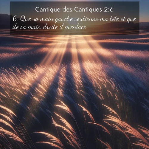 Segond21 Cantique des Cantiques  ; image nature: image avec le verset biblique :Que sa main gauche soutienne ma tête et que de sa main droite il m&#039;enlace! ;  ; 2:6