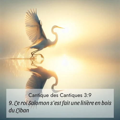 Segond21 Cantique des Cantiques  ; image nature: image avec le verset biblique :Le roi Salomon s&#039;est fait une litière en bois du Liban. ;  ; 3:9