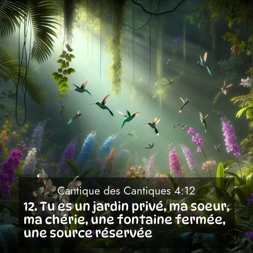 Segond21 Cantique des Cantiques  ; image nature: image avec le verset biblique :Tu es un jardin privé, ma soeur, ma chérie, une fontaine fermée, une source réservée. ;  ; 4:12