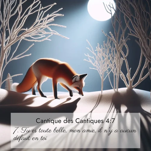 Segond21 Cantique des Cantiques  ; image nature: image avec le verset biblique :Tu es toute belle, mon amie, il n&#039;y a aucun défaut en toi. ;  ; 4:7
