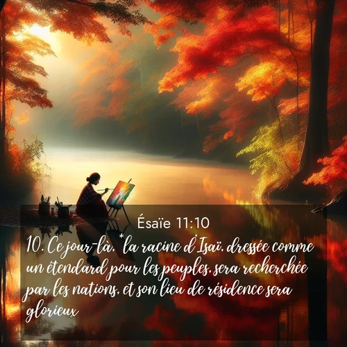 Segond21 Ésaïe  ; image nature: image avec le verset biblique :Ce jour-là, *la racine d&#039;Isaï, dressée comme un étendard pour les peuples, sera recherchée par les nations, et son lieu de résidence sera glorieux. ;  ; 11:10
