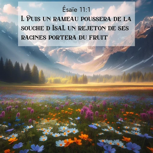 citation biblique : 1. Puis un rameau poussera de la souche d&#039;Isaï, un rejeton de ses racines portera du fruit.
 sur fond image nature