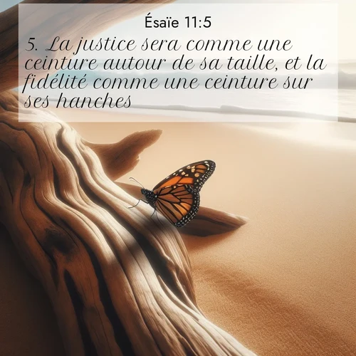 Segond21 Ésaïe  ; image nature: image avec le verset biblique :La justice sera comme une ceinture autour de sa taille, et la fidélité comme une ceinture sur ses hanches. ;  ; 11:5
