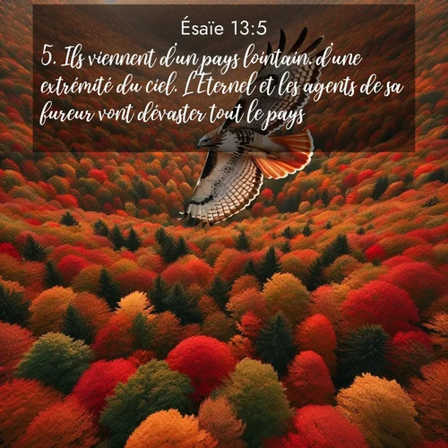 Segond21 Ésaïe  ; image nature: image avec le verset biblique :Ils viennent d&#039;un pays lointain, d&#039;une extrémité du ciel. L&#039;Eternel et les agents de sa fureur vont dévaster tout le pays. ;  ; 13:5