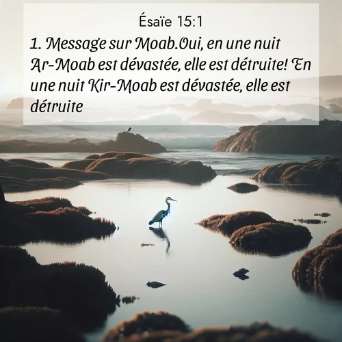 citation biblique : 1. Message sur Moab.Oui, en une nuit Ar-Moab est dévastée, elle est détruite! En une nuit Kir-Moab est dévastée, elle est détruite!
 sur fond image nature