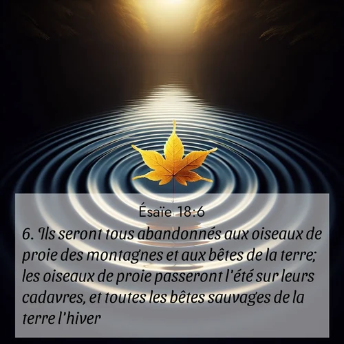 Segond21 Ésaïe  ; image nature: image avec le verset biblique :Ils seront tous abandonnés aux oiseaux de proie des montagnes et aux bêtes de la terre; les oiseaux de proie passeront l&#039;été sur leurs cadavres, et toutes les bêtes sauvages de la terre l&#039;hiver. ;  ; 18:6