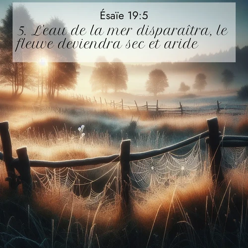 Segond21 Ésaïe  ; image nature: image avec le verset biblique :L&#039;eau de la mer disparaîtra, le fleuve deviendra sec et aride; ;  ; 19:5