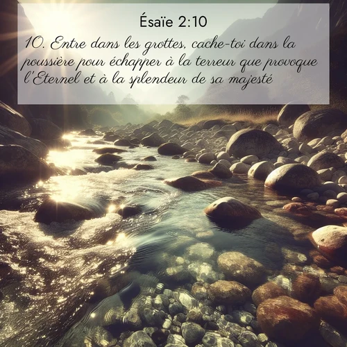 Segond21 Ésaïe  ; image nature: image avec le verset biblique :Entre dans les grottes, cache-toi dans la poussière pour échapper à la terreur que provoque l&#039;Eternel et à la splendeur de sa majesté! ;  ; 2:10