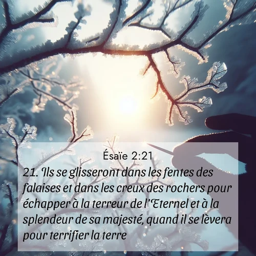 Segond21 Ésaïe  ; image nature: image avec le verset biblique :Ils se glisseront dans les fentes des falaises et dans les creux des rochers pour échapper à la terreur de l&#039;Eternel et à la splendeur de sa majesté, quand il se lèvera pour terrifier la terre. ;  ; 2:21