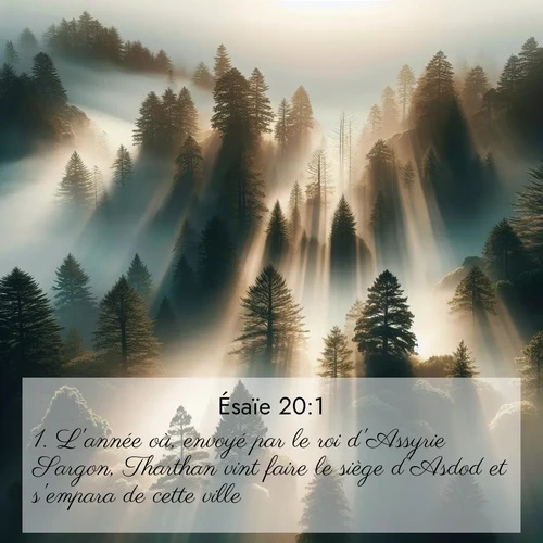 citation biblique : 1. L&#039;année où, envoyé par le roi d&#039;Assyrie Sargon, Tharthan vint faire le siège d&#039;Asdod et s&#039;empara de cette ville,
 sur fond image nature