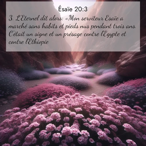 citation biblique : 3. L&#039;Eternel dit alors: «Mon serviteur Esaïe a marché sans habits et pieds nus pendant trois ans. C&#039;était un signe et un présage contre l&#039;Egypte et contre l&#039;Ethiopie:
 sur fond image nature