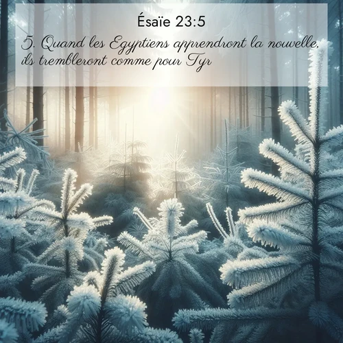 Segond21 Ésaïe  ; image nature: image avec le verset biblique :Quand les Egyptiens apprendront la nouvelle, ils trembleront comme pour Tyr. ;  ; 23:5