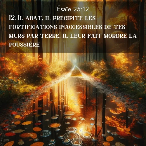 citation biblique : 12. Il abat, il précipite les fortifications inaccessibles de tes murs par terre, il leur fait mordre la poussière.
 sur fond image nature