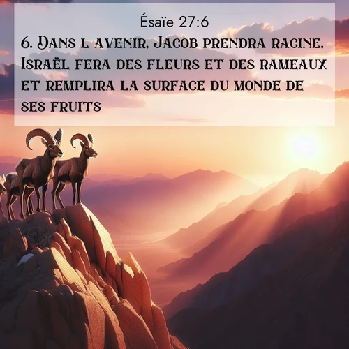 Segond21 Ésaïe  ; image nature: image avec le verset biblique :Dans l&#039;avenir, Jacob prendra racine, Israël fera des fleurs et des rameaux et remplira la surface du monde de ses fruits. ;  ; 27:6