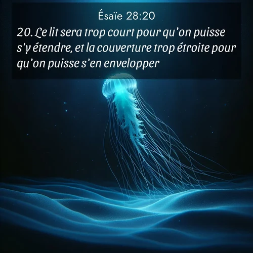 Segond21 Ésaïe  ; image nature: image avec le verset biblique :Le lit sera trop court pour qu&#039;on puisse s&#039;y étendre, et la couverture trop étroite pour qu&#039;on puisse s&#039;en envelopper. ;  ; 28:20