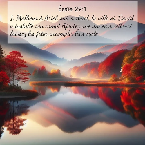 citation biblique : 1. Malheur à Ariel, oui, à Ariel, la ville où David a installé son camp! Ajoutez une année à celle-ci, laissez les fêtes accomplir leur cycle,
 sur fond image nature