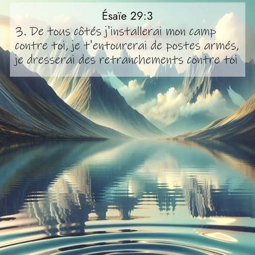 Segond21 Ésaïe  ; image nature: image avec le verset biblique :De tous côtés j&#039;installerai mon camp contre toi, je t&#039;entourerai de postes armés, je dresserai des retranchements contre toi. ;  ; 29:3