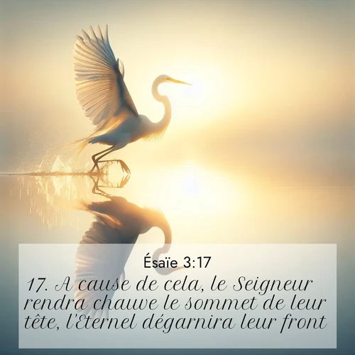 Segond21 Ésaïe  ; image nature: image avec le verset biblique :A cause de cela, le Seigneur rendra chauve le sommet de leur tête, l&#039;Eternel dégarnira leur front. ;  ; 3:17