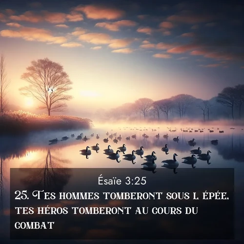 Segond21 Ésaïe  ; image nature: image avec le verset biblique :Tes hommes tomberont sous l&#039;épée, tes héros tomberont au cours du combat. ;  ; 3:25