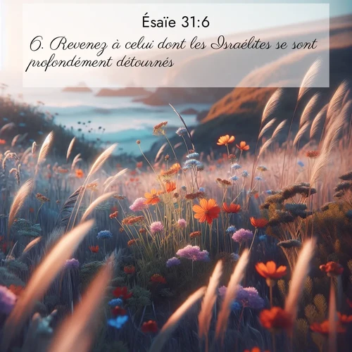 citation biblique : 6. Revenez à celui dont les Israélites se sont profondément détournés!
 sur fond image nature