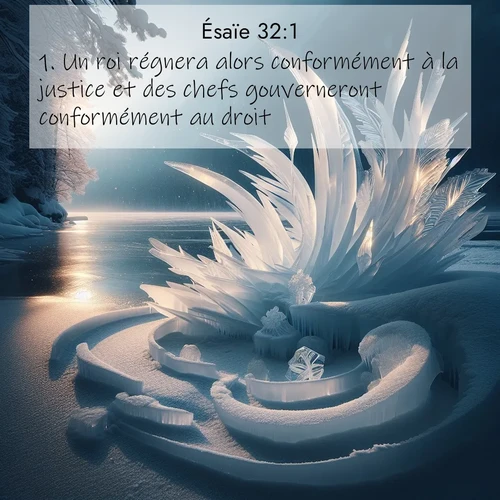 citation biblique : 1. Un roi régnera alors conformément à la justice et des chefs gouverneront conformément au droit.
 sur fond image nature