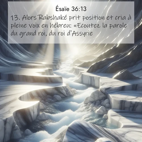 Segond21 Ésaïe  ; image nature: image avec le verset biblique :Alors Rabshaké prit position et cria à pleine voix en hébreu: «Ecoutez la parole du grand roi, du roi d&#039;Assyrie! ;  ; 36:13