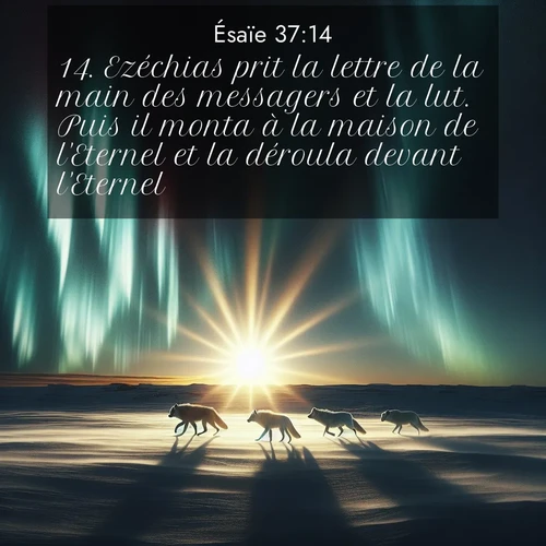 Segond21 Ésaïe  ; image nature: image avec le verset biblique :Ezéchias prit la lettre de la main des messagers et la lut. Puis il monta à la maison de l&#039;Eternel et la déroula devant l&#039;Eternel. ;  ; 37:14