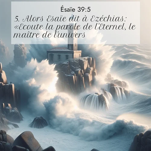 citation biblique : 5. Alors Esaïe dit à Ezéchias: «Ecoute la parole de l&#039;Eternel, le maître de l&#039;univers!
 sur fond image nature