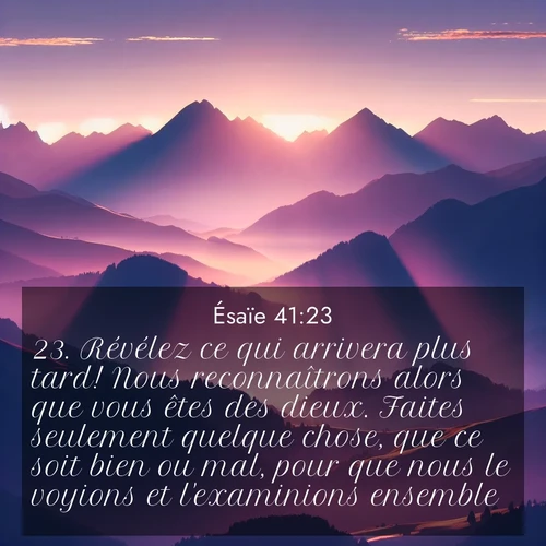 Segond21 Ésaïe  ; image nature: image avec le verset biblique :Révélez ce qui arrivera plus tard! Nous reconnaîtrons alors que vous êtes des dieux. Faites seulement quelque chose, que ce soit bien ou mal, pour que nous le voyions et l&#039;examinions ensemble! ;  ; 41:23