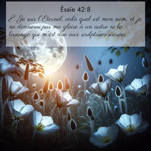 citation biblique : 8. Je suis l&#039;Eternel, voilà quel est mon nom, et je ne donnerai pas ma gloire à un autre ni la louange qui m&#039;est due aux sculptures sacrées.
 sur fond image nature