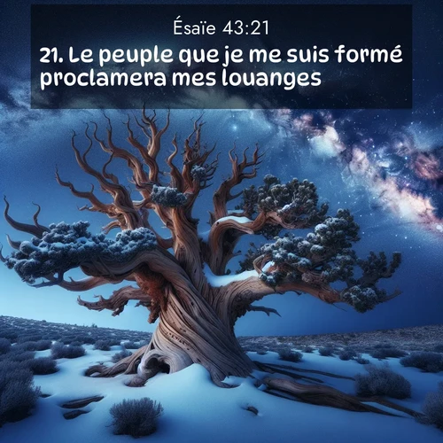 citation biblique : 21. Le peuple que je me suis formé proclamera mes louanges.
 sur fond image nature